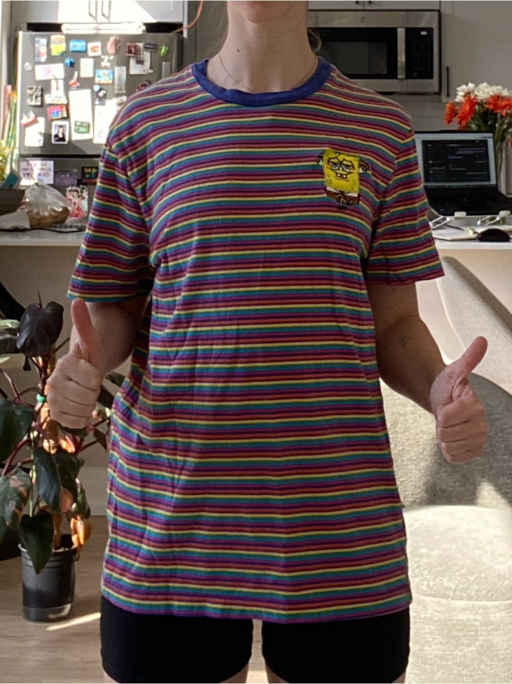 Rainbow Striped SpongeBob Tee